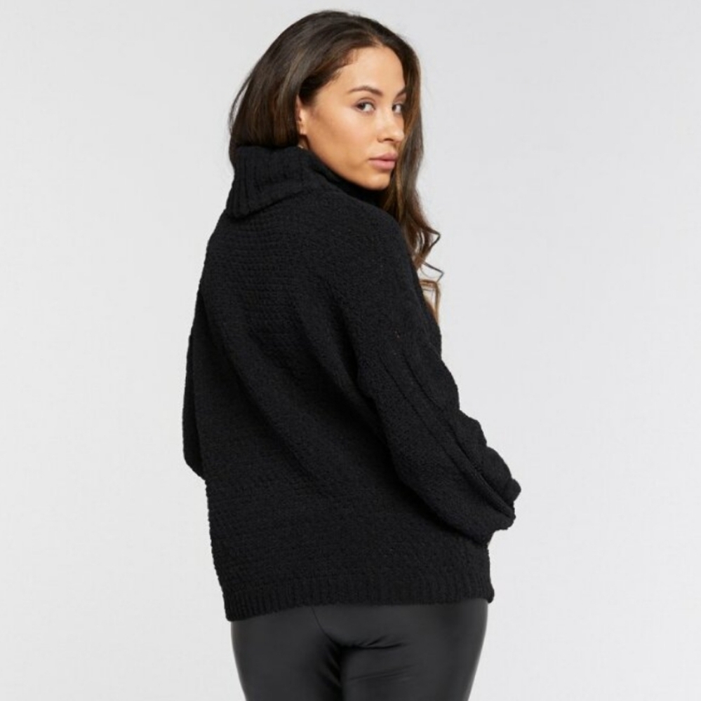 Seven7 Black Chenille Cowl Neck Sweater - Picture 5 of 14